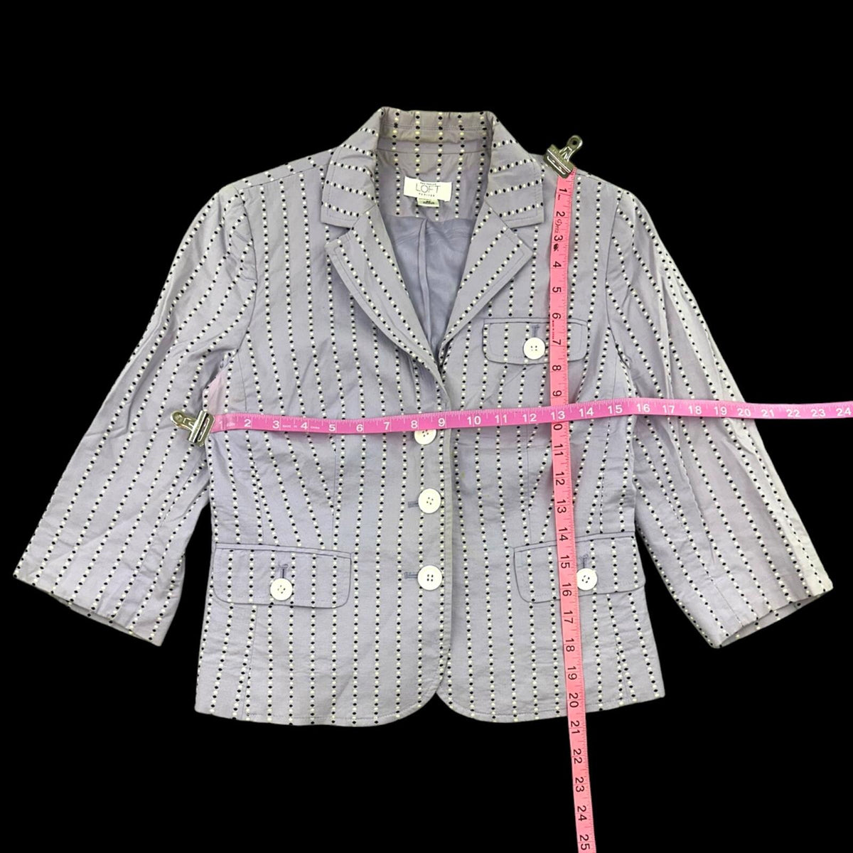 Ann Taylor LOFT Vintage Inspired Lavender Polka Dot Blazer 3/4 Sleeve