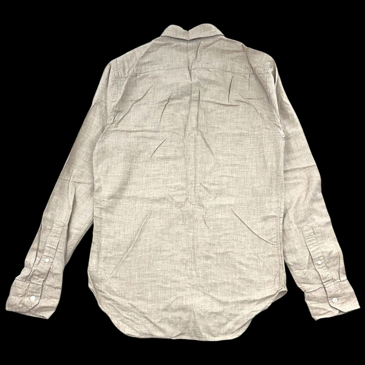 Club Monaco Slim Fit Linen Button Down Shirt Cream Brown Minimalist