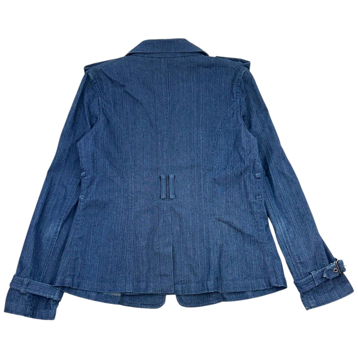 Mel & Lisa Dark Indigo Denim Utility Jacket Small Military Chic Y2K