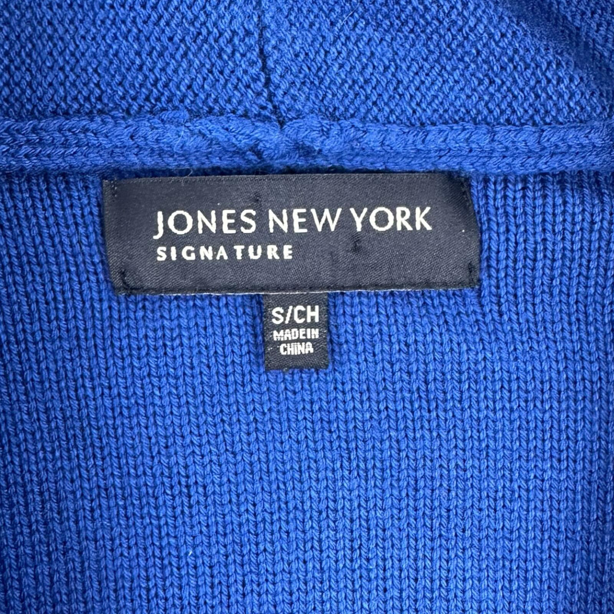 Jones New York Signature Electric Blue Double Breasted Shawl Collar Cardigan