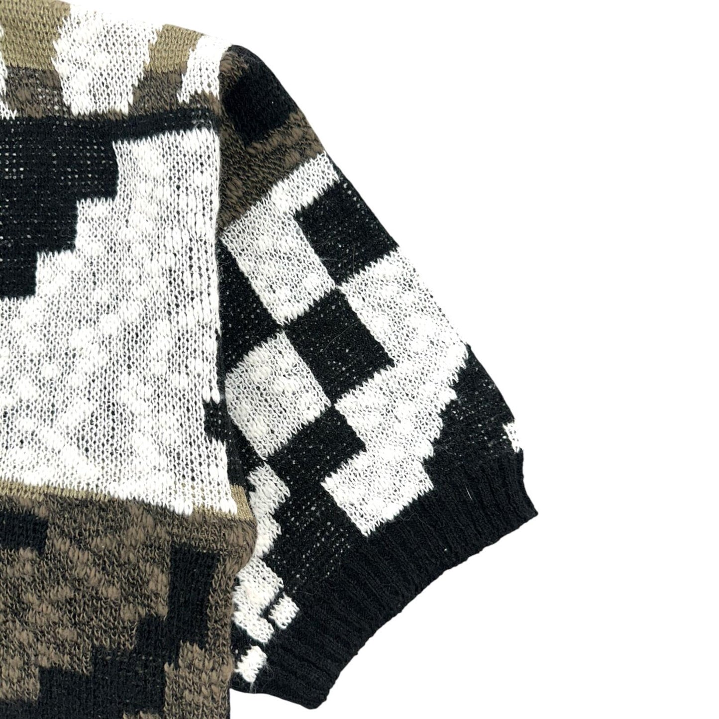 Vintage J.J. Browne Geometric Knit Sweater Top in Neutral Monochrome Eclectic
