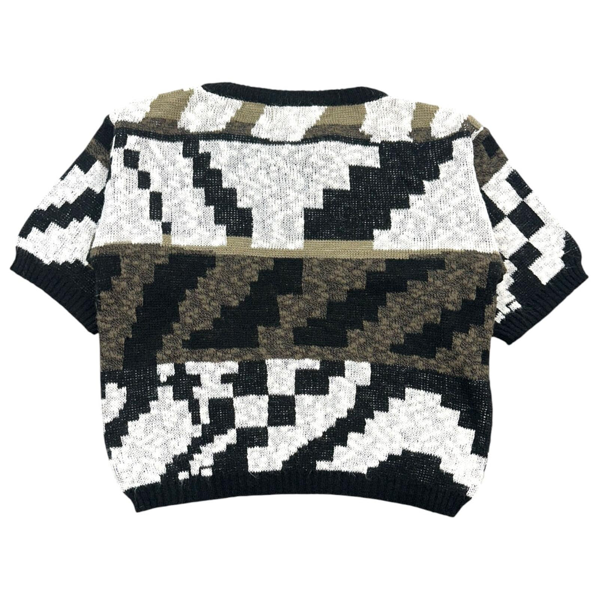 Vintage J.J. Browne Geometric Knit Sweater Top in Neutral Monochrome Eclectic