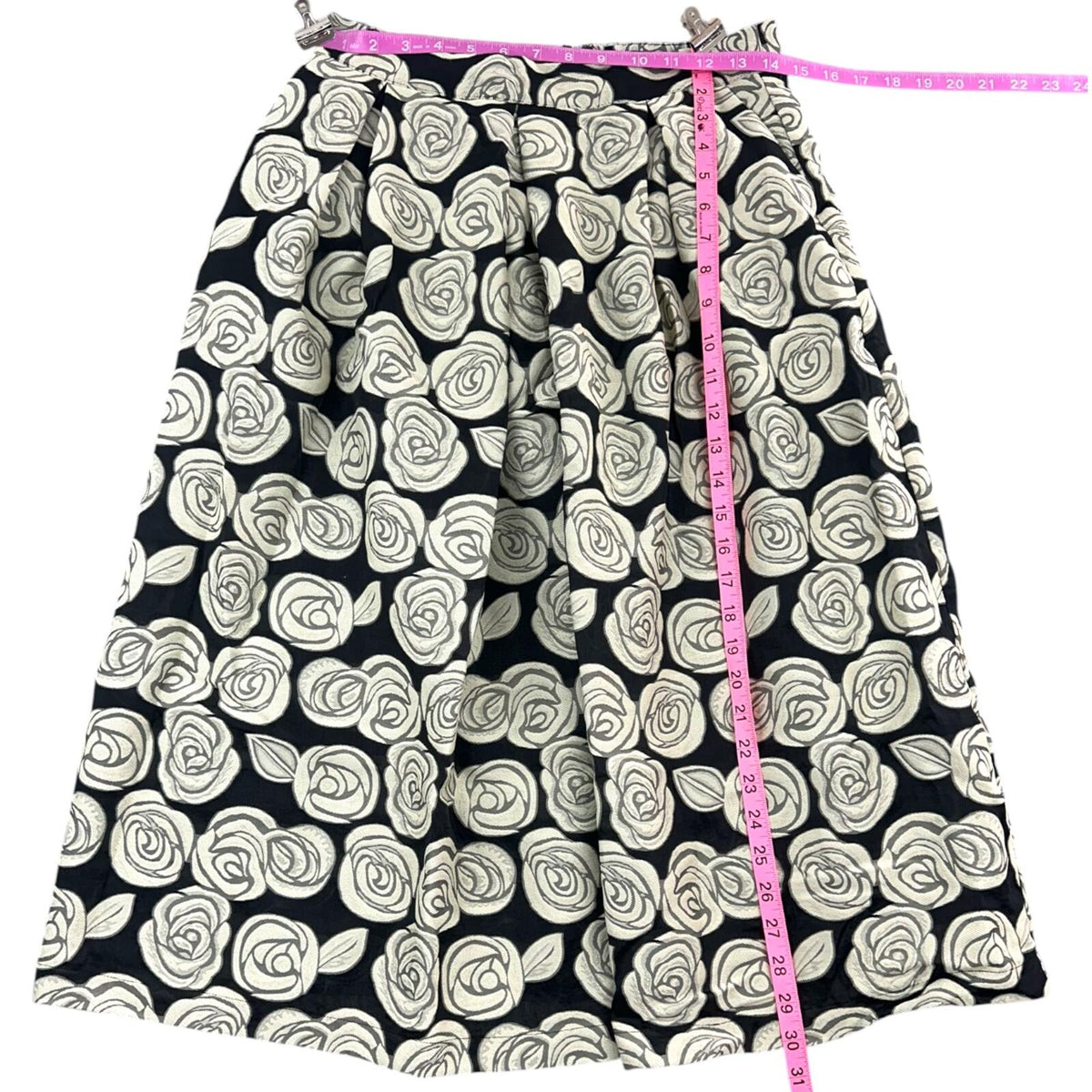 NWT Who What Wear Black and Gray Floral Pleated Midi Skirt Maximalist