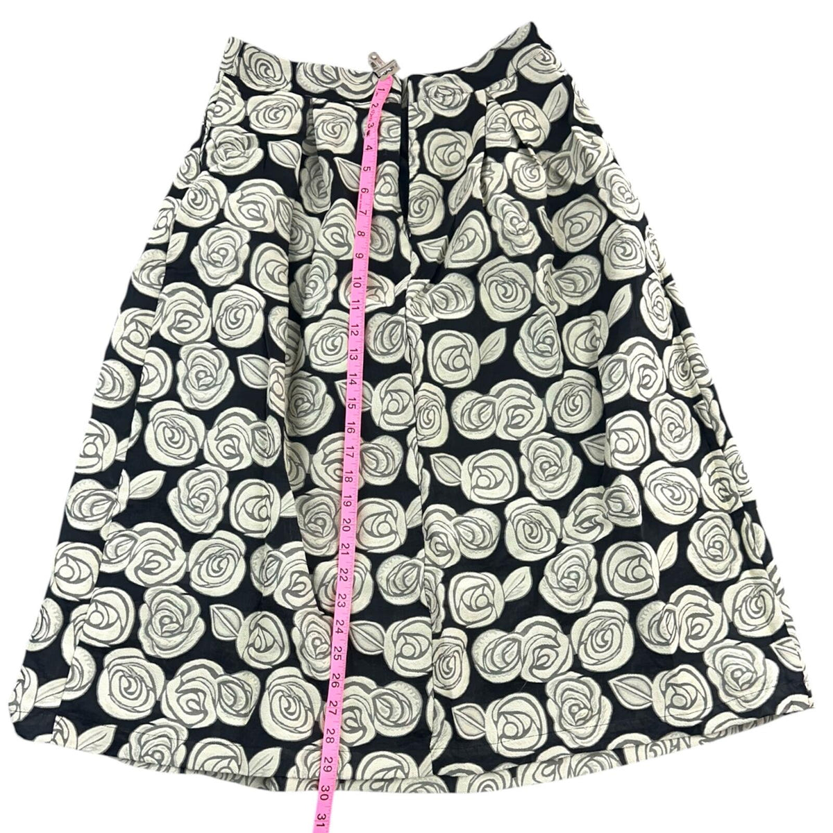 NWT Who What Wear Black and Gray Floral Pleated Midi Skirt Maximalist