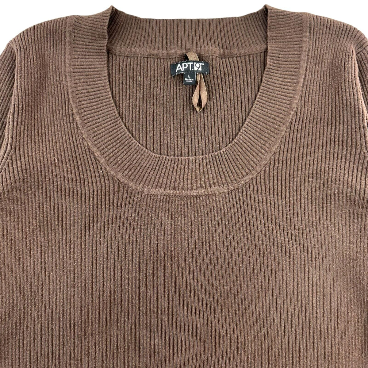 Apt. 9 Brown Ribbed Scoop Neck Sweater 90s Minimalist Office