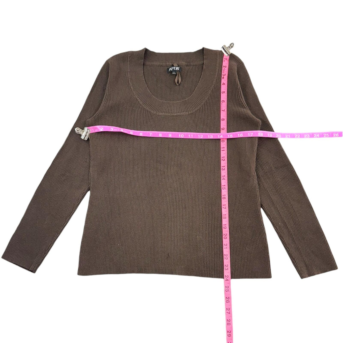 Apt. 9 Brown Ribbed Scoop Neck Sweater 90s Minimalist Office