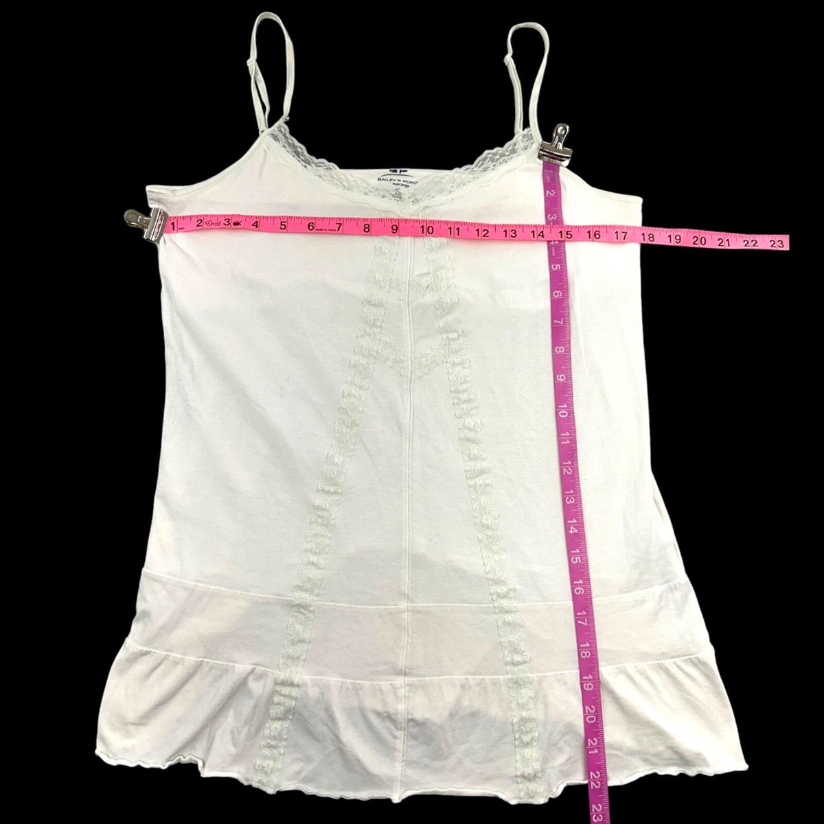 Bailey's Point White Lace Cami Top with Ruffled Hem Coquette Fairy Y2K