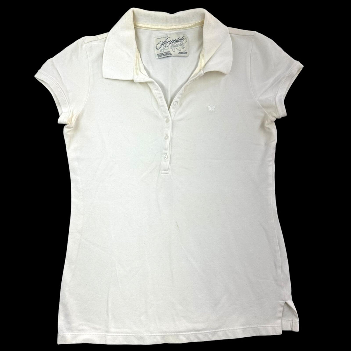 Aeropostale White Fitted Pique Polo Shirt