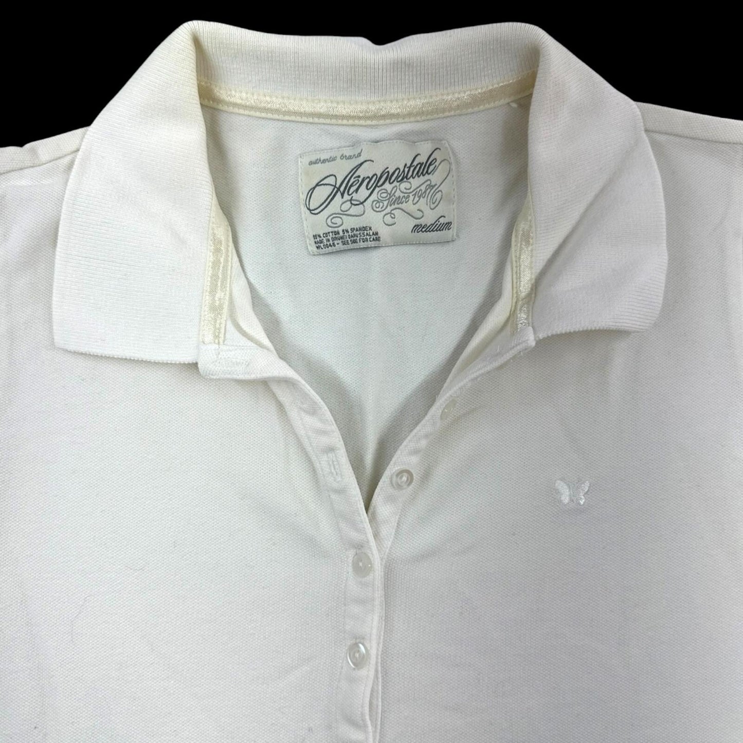 Aeropostale White Fitted Pique Polo Shirt