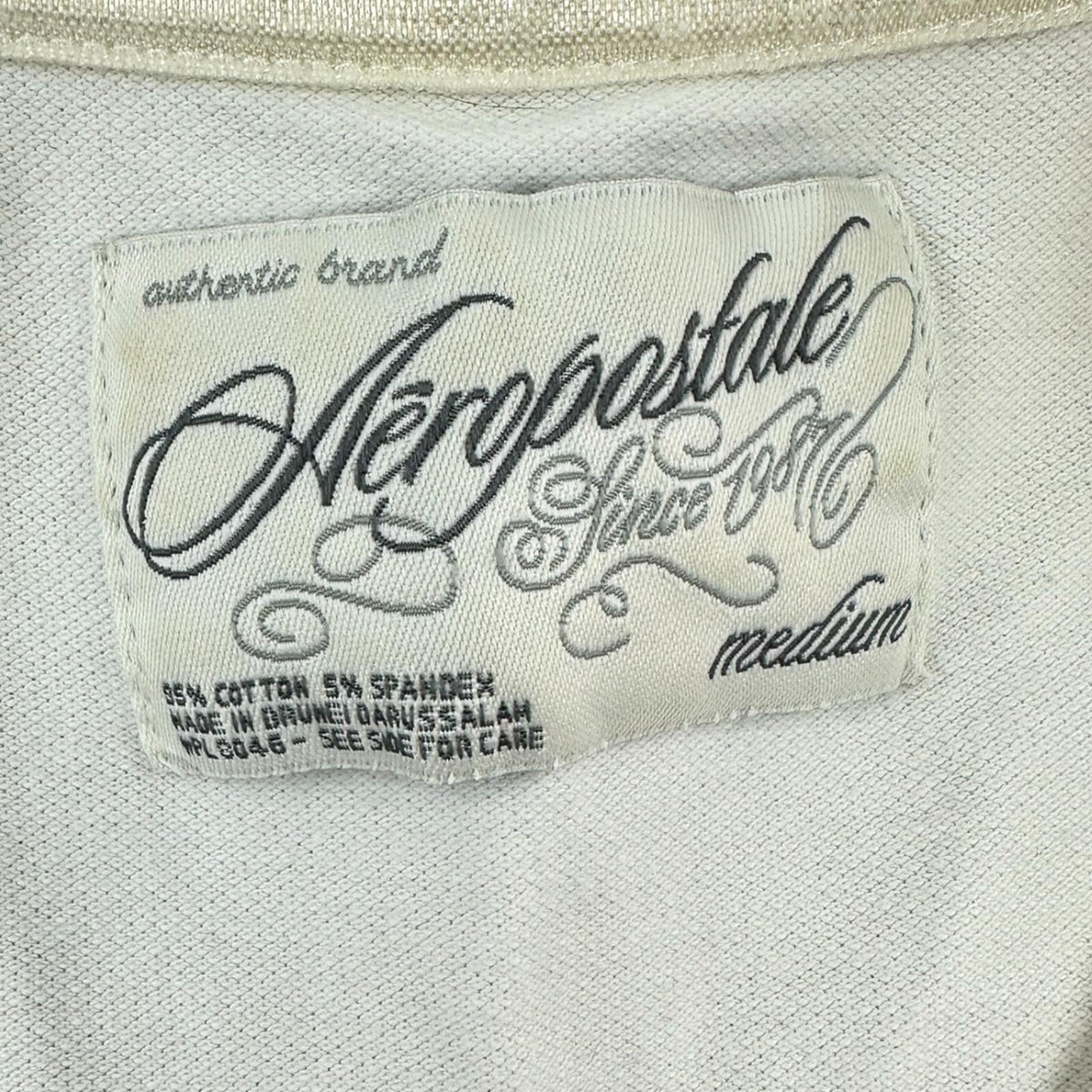Aeropostale White Fitted Pique Polo Shirt