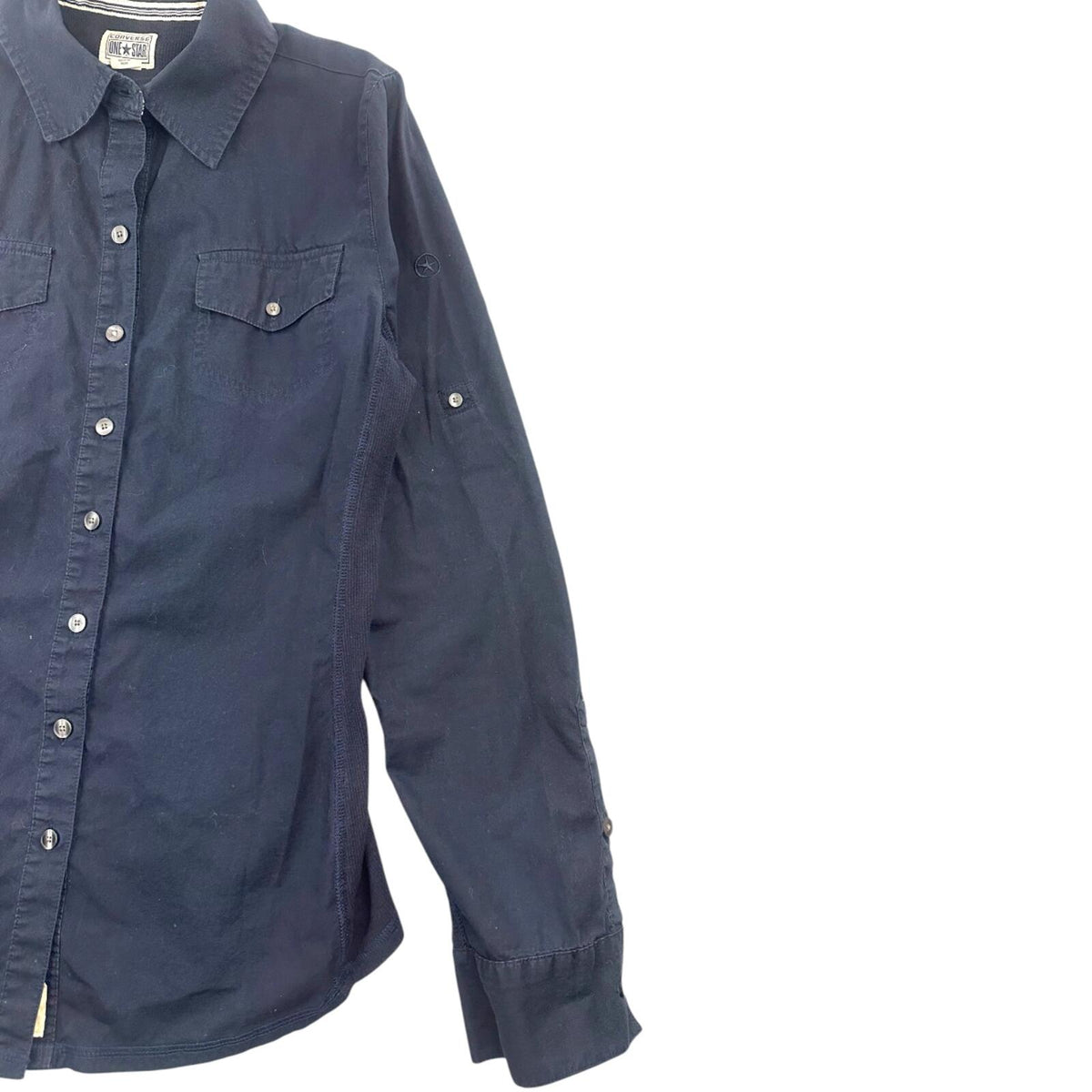 Converse One Star Black Button Up Shirt Office Siren Gorpcore