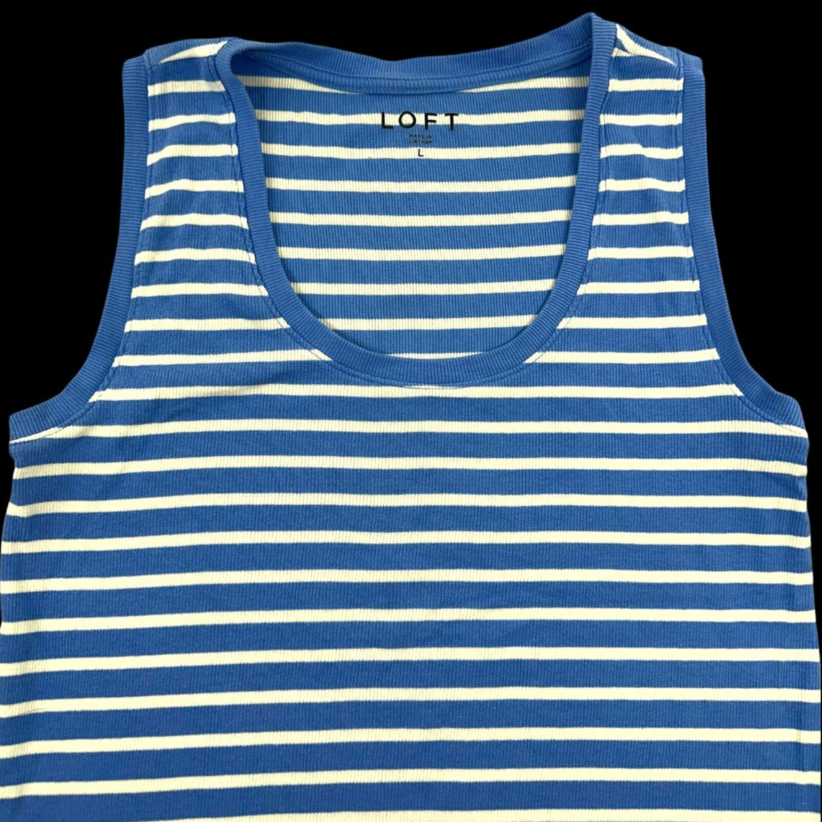 LOFT Blue and White Striped Tank Top 90s Minimalist Coastal Grandma
