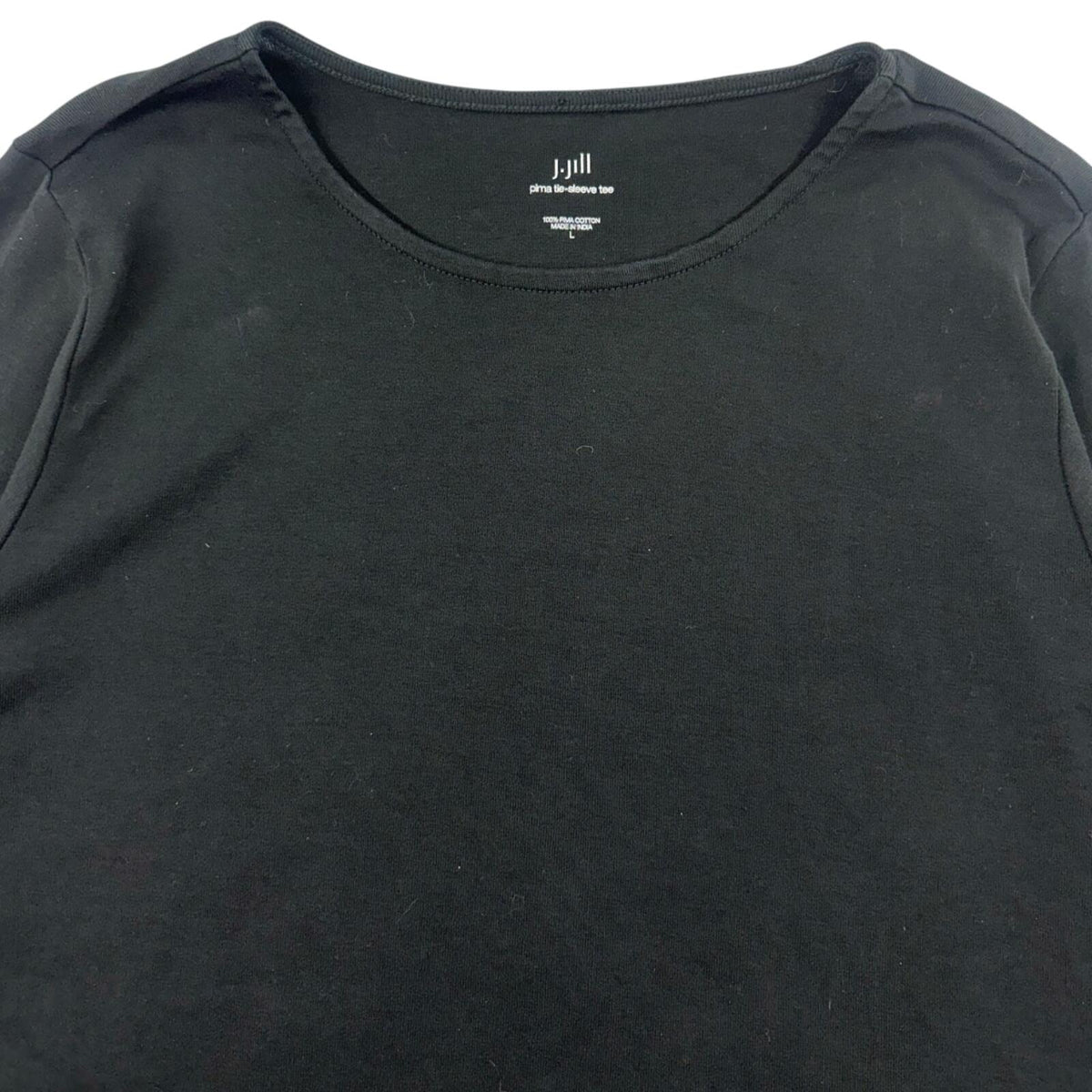 J. Jill Black Bell Sleeve Top with Silver Grommet Tie Detail