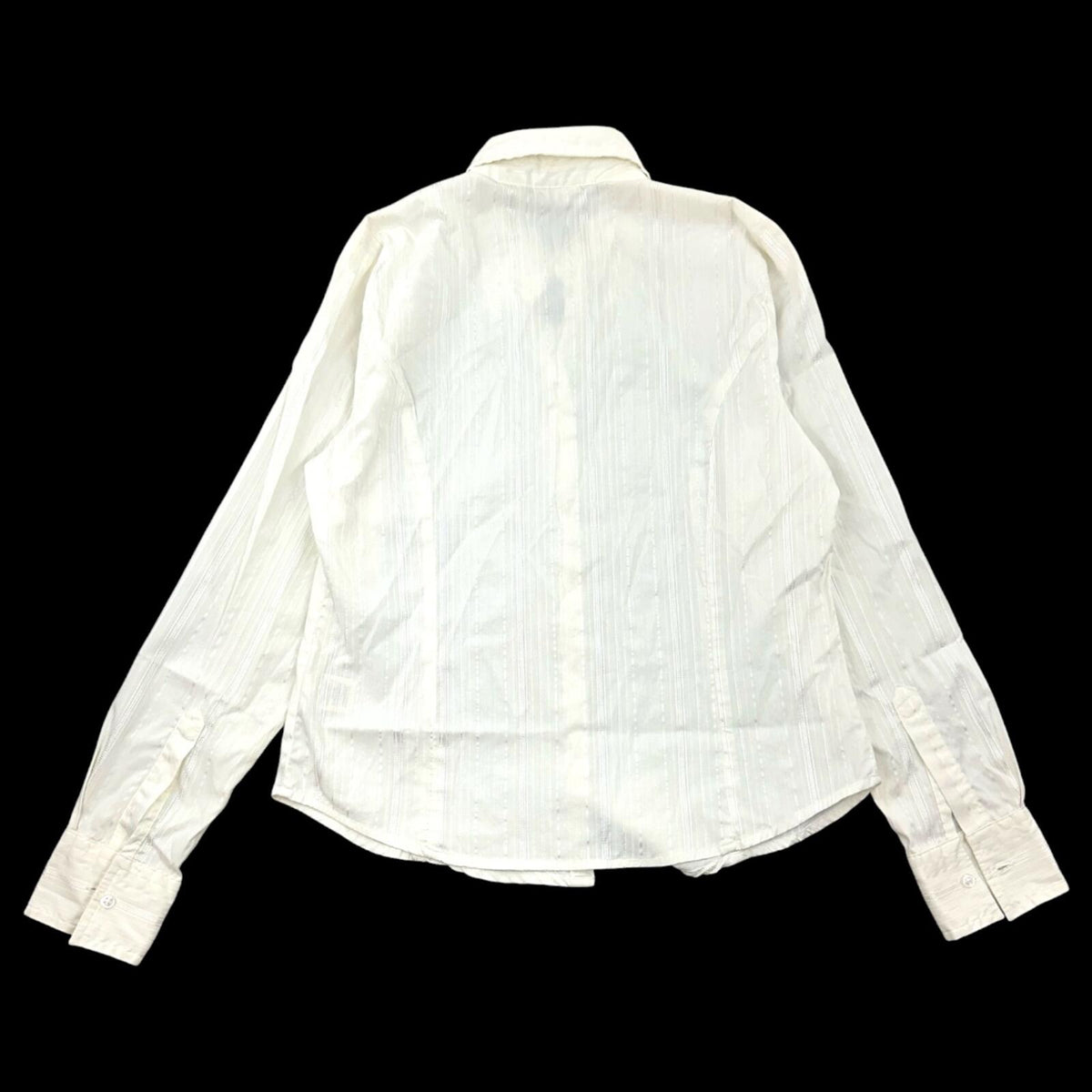 St. John's Bay White Chevron Dobby Texture Button Up Blouse 90s Minimalist