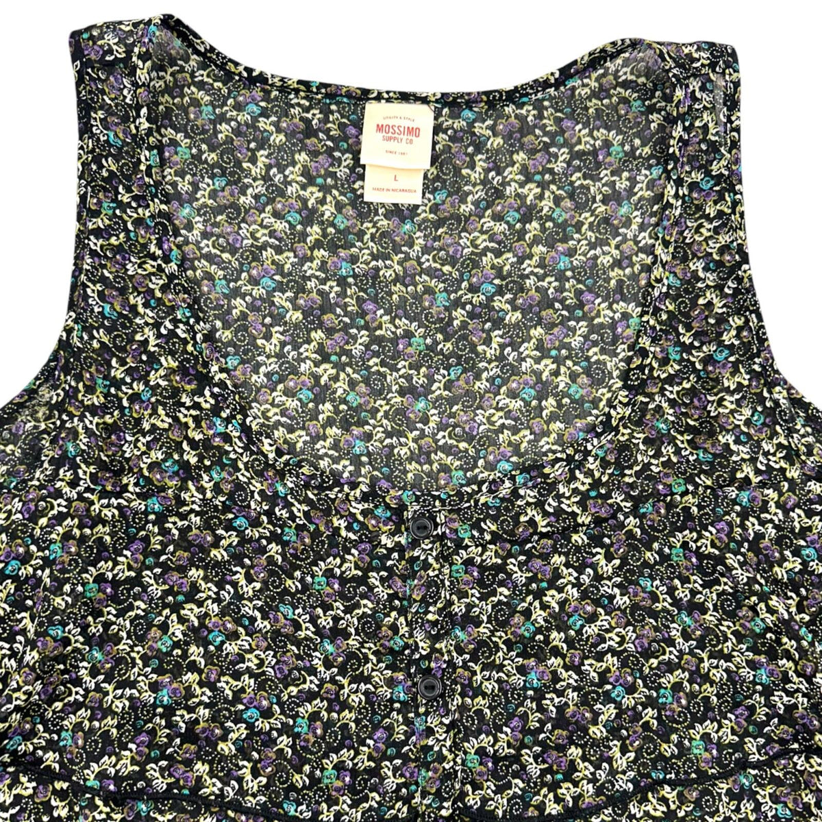 Mossimo Supply Co. Black Floral Tiered Ruffle Tank Top Bohemian