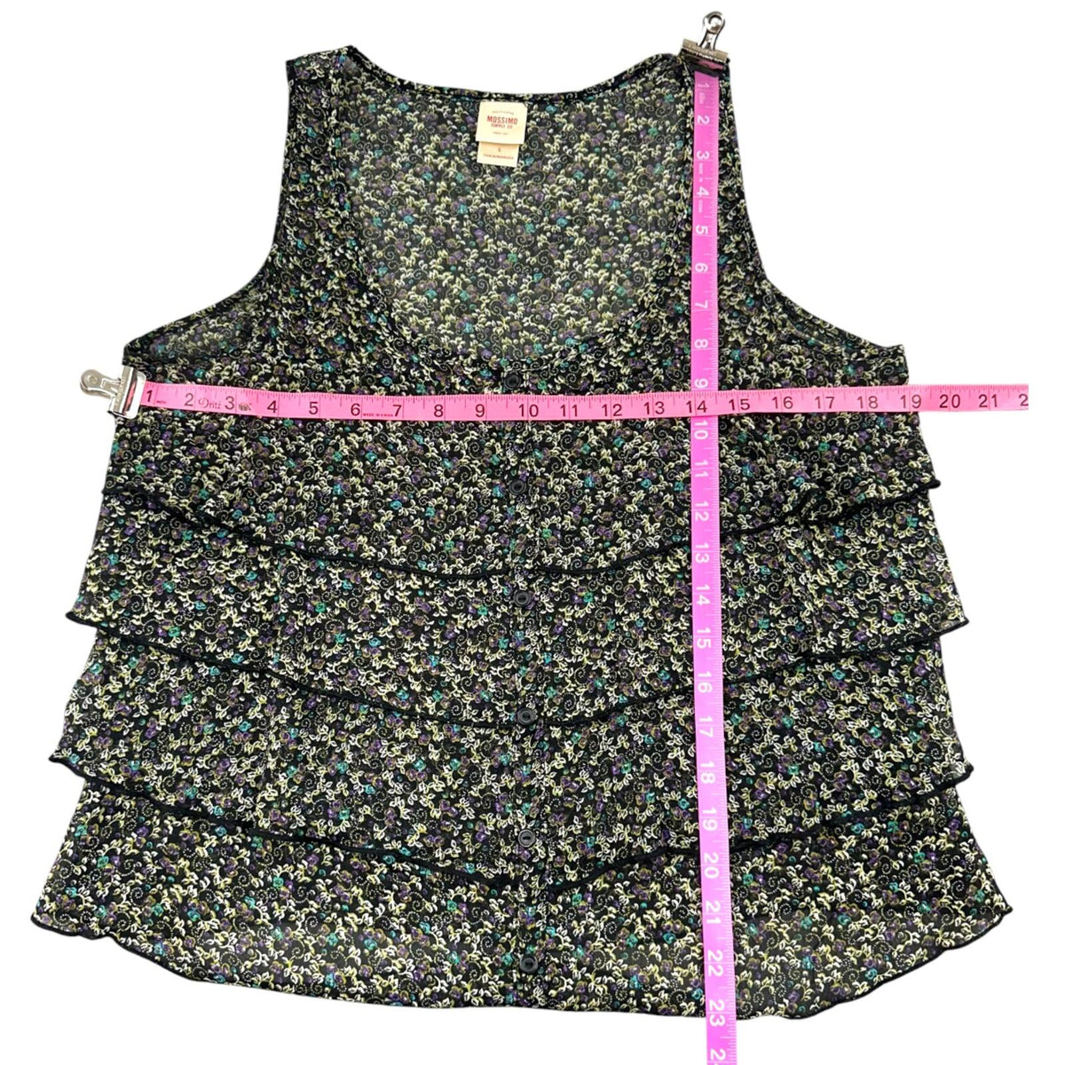 Mossimo Supply Co. Black Floral Tiered Ruffle Tank Top Bohemian