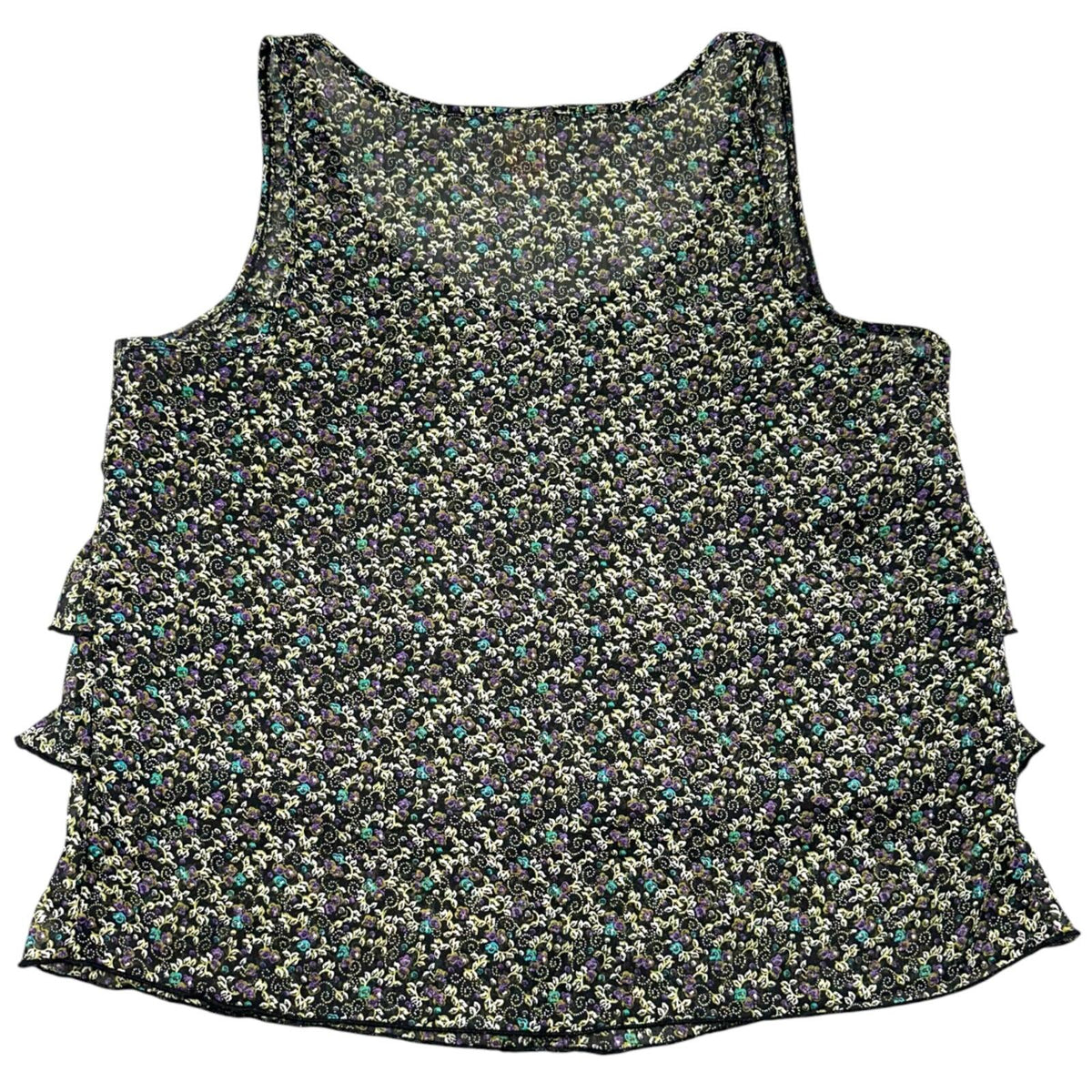 Mossimo Supply Co. Black Floral Tiered Ruffle Tank Top Bohemian