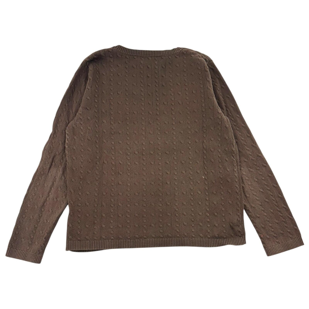 Charter Club Brown Cable Knit V Neck Sweater Modern Preppy