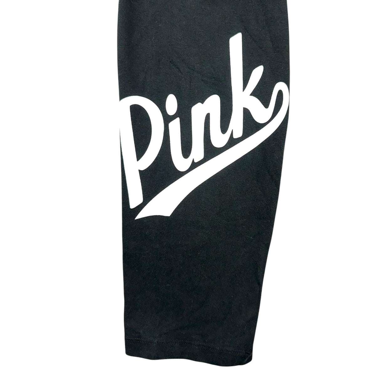 Victoria's Secret PINK Black Yoga Leggings with Burgundy Fold Over Waist