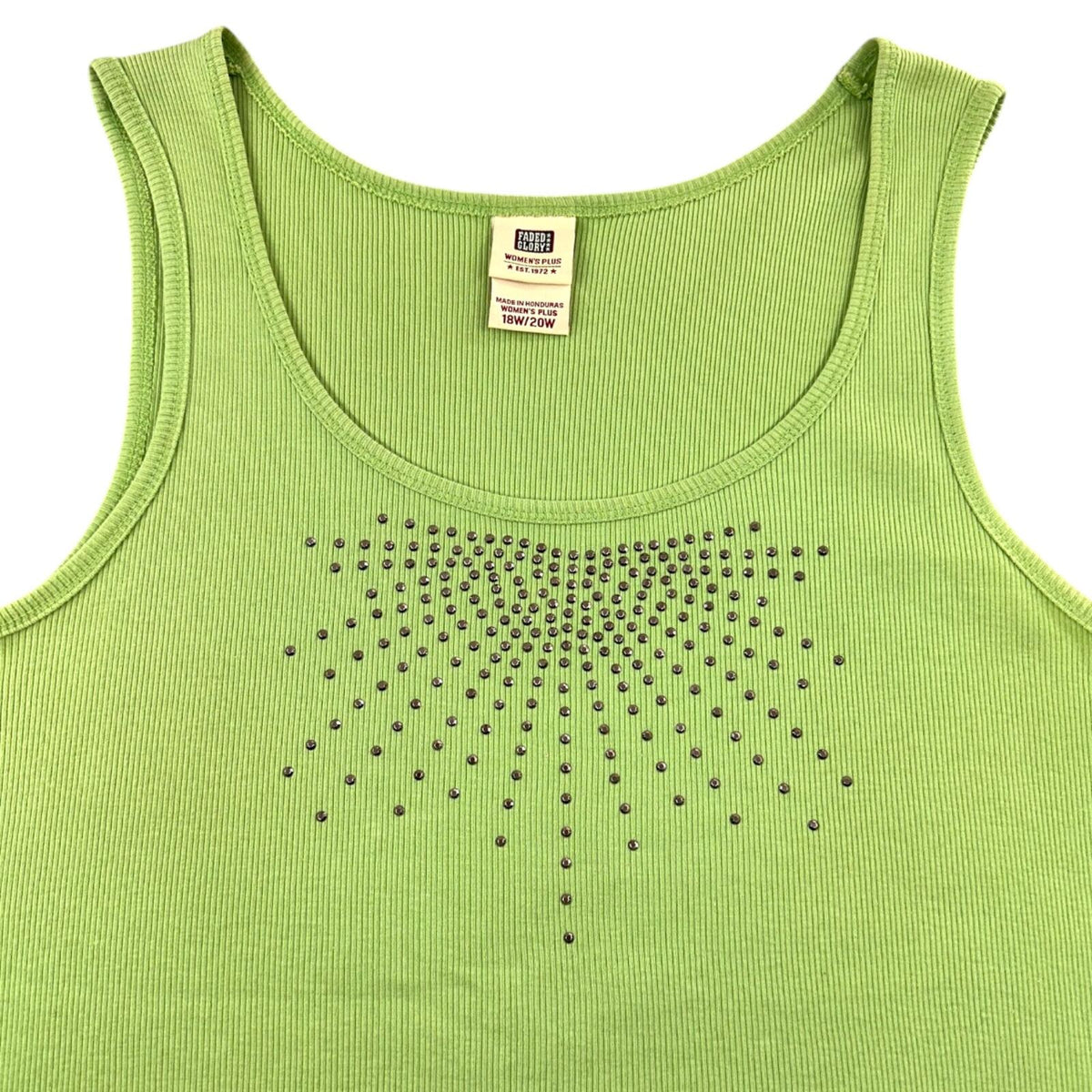 Faded Glory Electric Lime Green Rhinestone Starburst Y2K