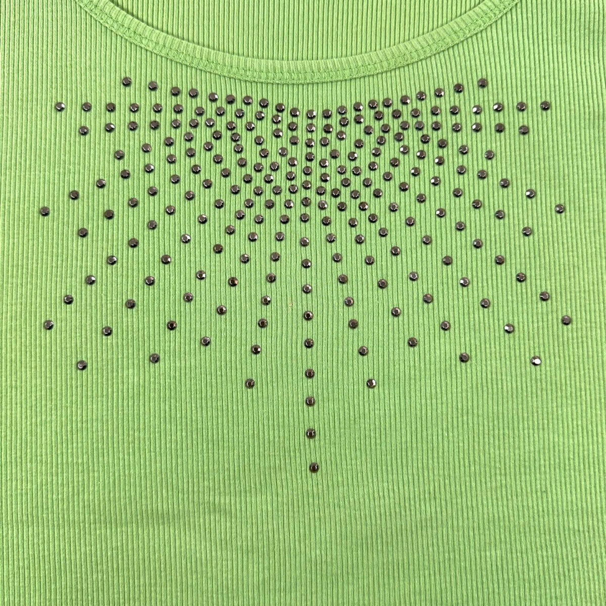 Faded Glory Electric Lime Green Rhinestone Starburst Y2K
