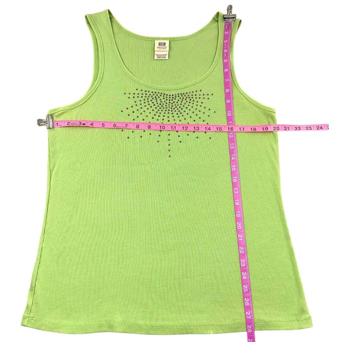 Faded Glory Electric Lime Green Rhinestone Starburst Y2K