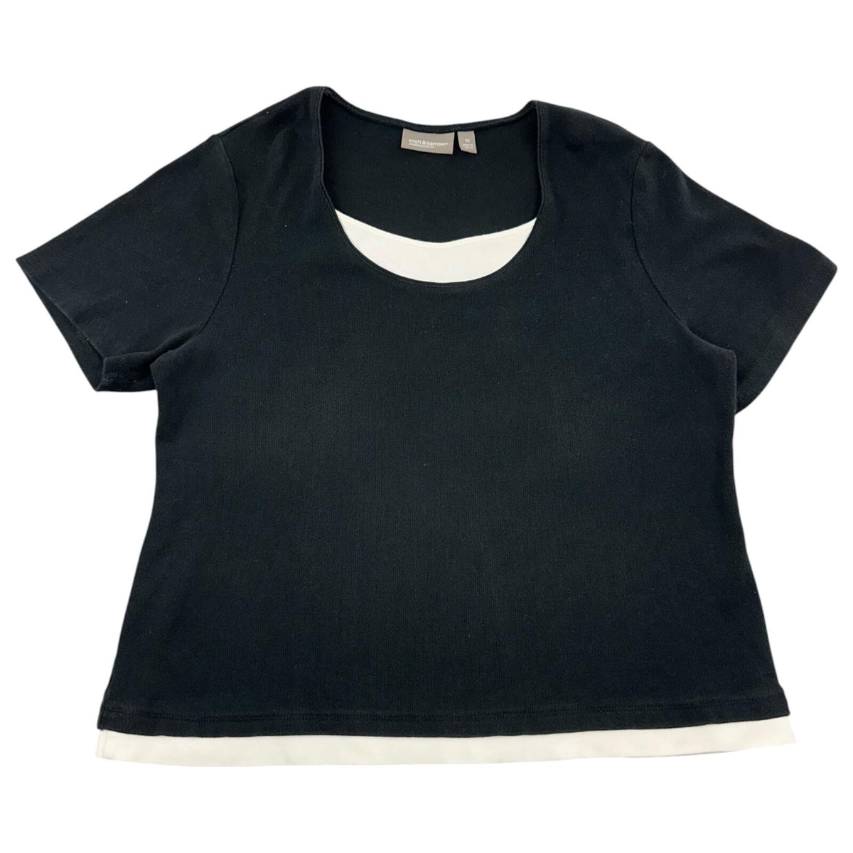 Croft & Barrow Black & White Faux Layered Office Siren Tee