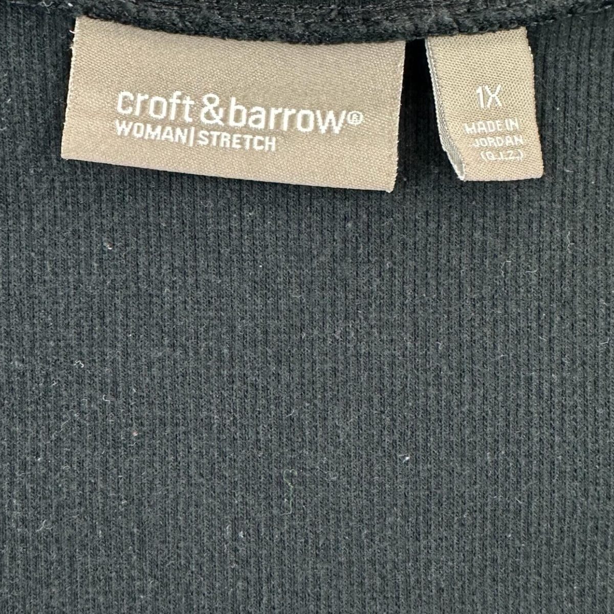 Croft & Barrow Black & White Faux Layered Office Siren Tee