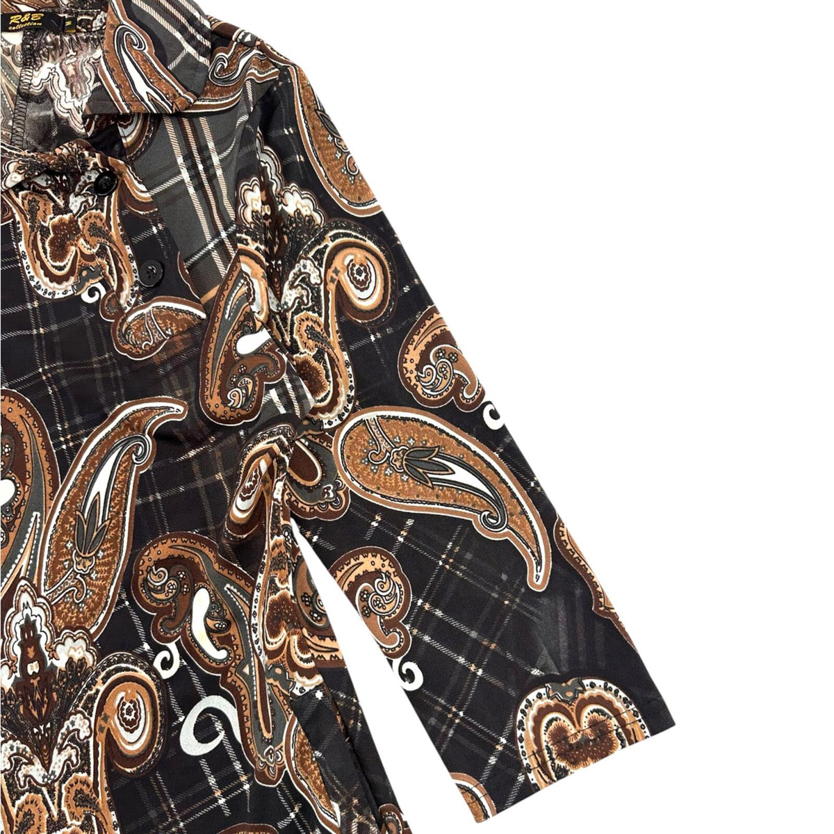 R&B Collection Paisley Boho Chic Tunic Dress with Sculptural Collar