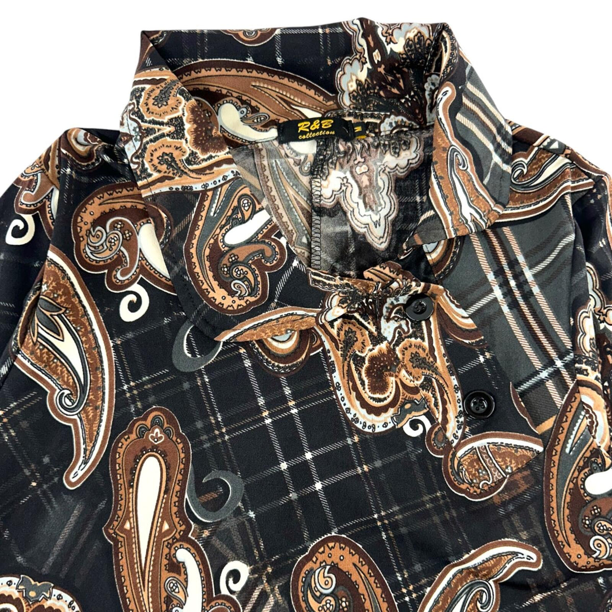 R&B Collection Paisley Boho Chic Tunic Dress with Sculptural Collar