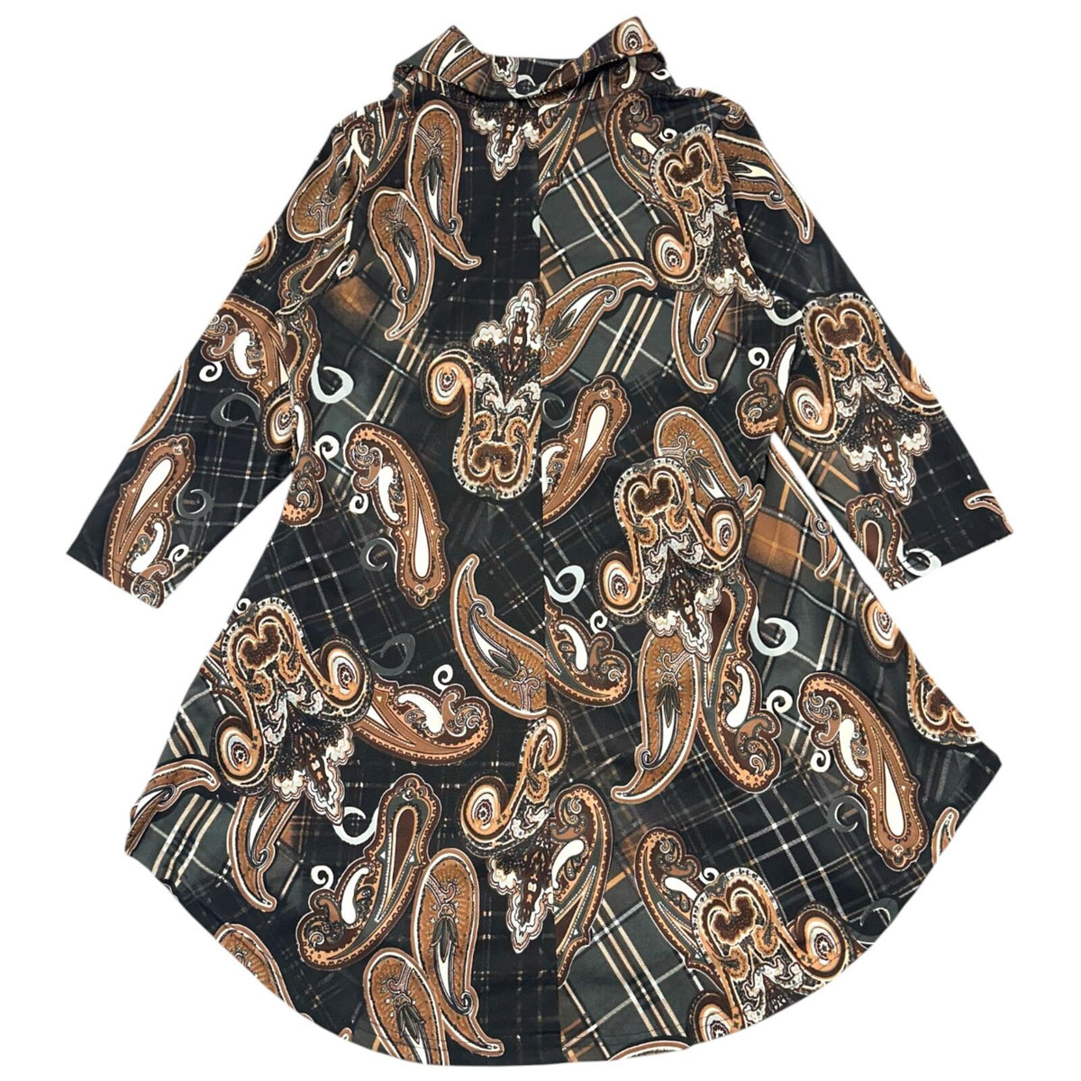 R&B Collection Paisley Boho Chic Tunic Dress with Sculptural Collar