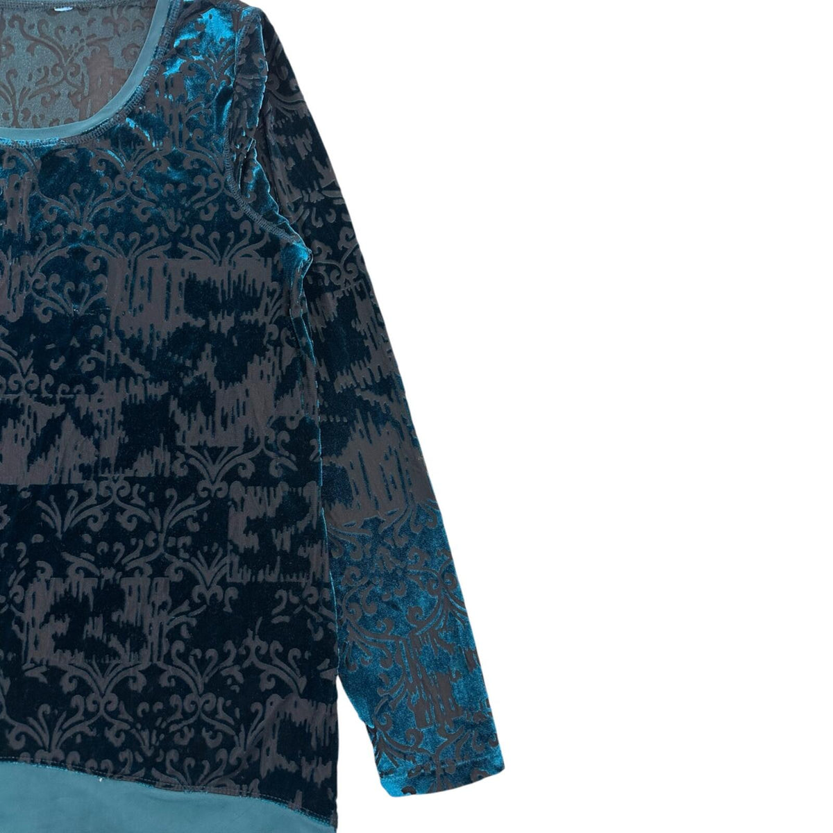 Simply Vera Wang Velvet Burnout Damask Long Sleeve Top Black Blue