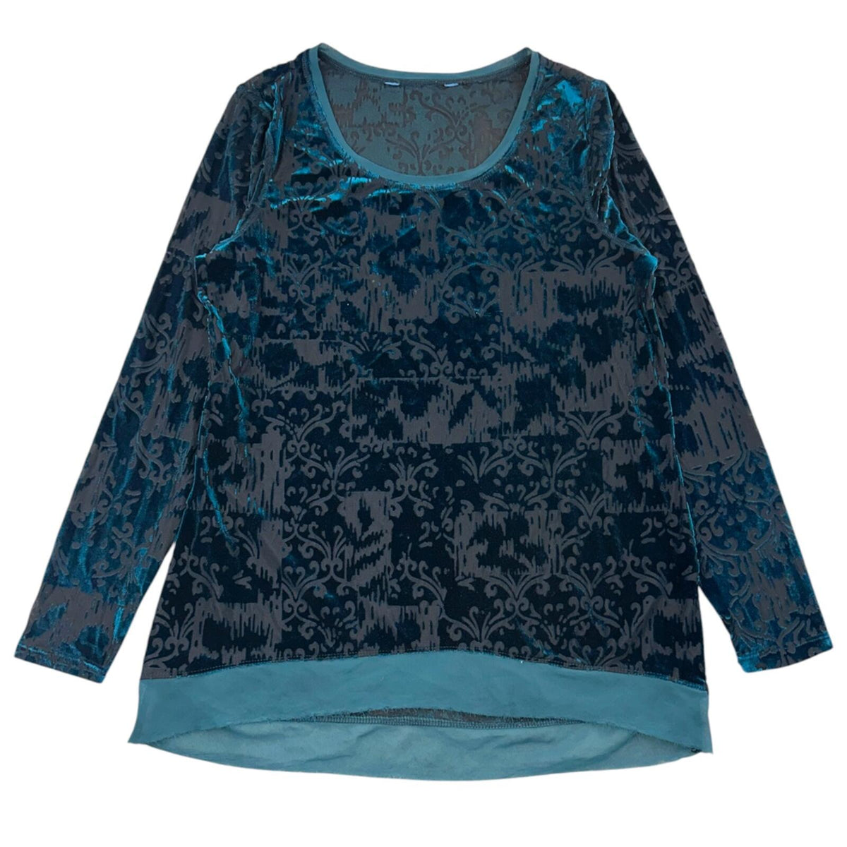Simply Vera Wang Velvet Burnout Damask Long Sleeve Top Black Blue