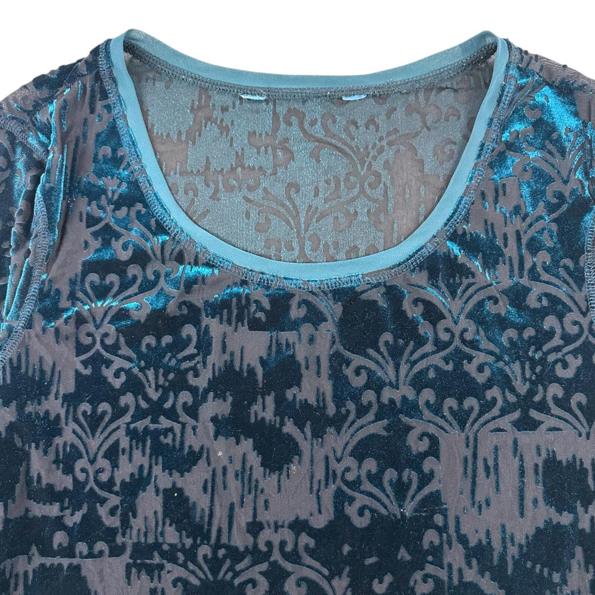 Simply Vera Wang Velvet Burnout Damask Long Sleeve Top Black Blue
