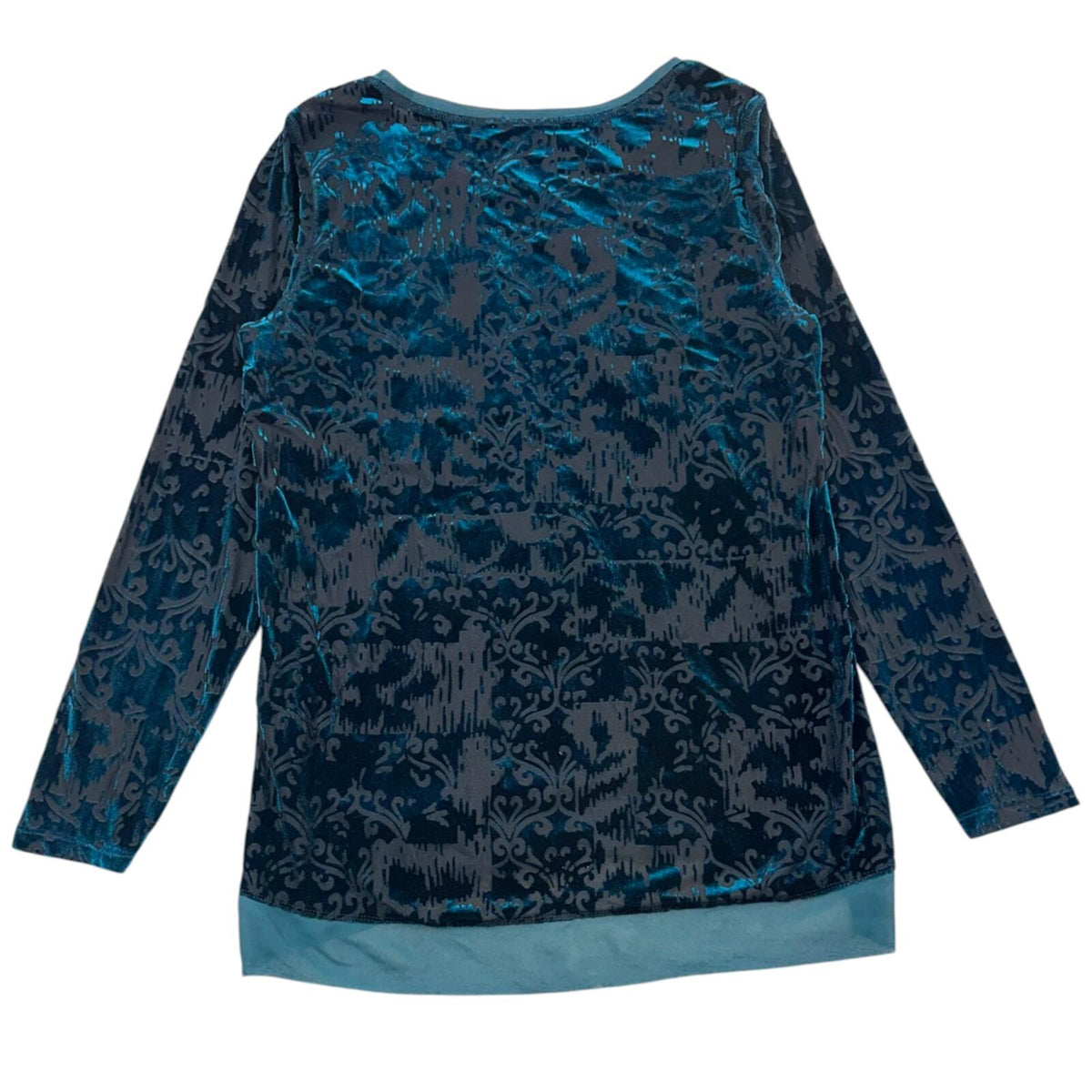 Simply Vera Wang Velvet Burnout Damask Long Sleeve Top Black Blue