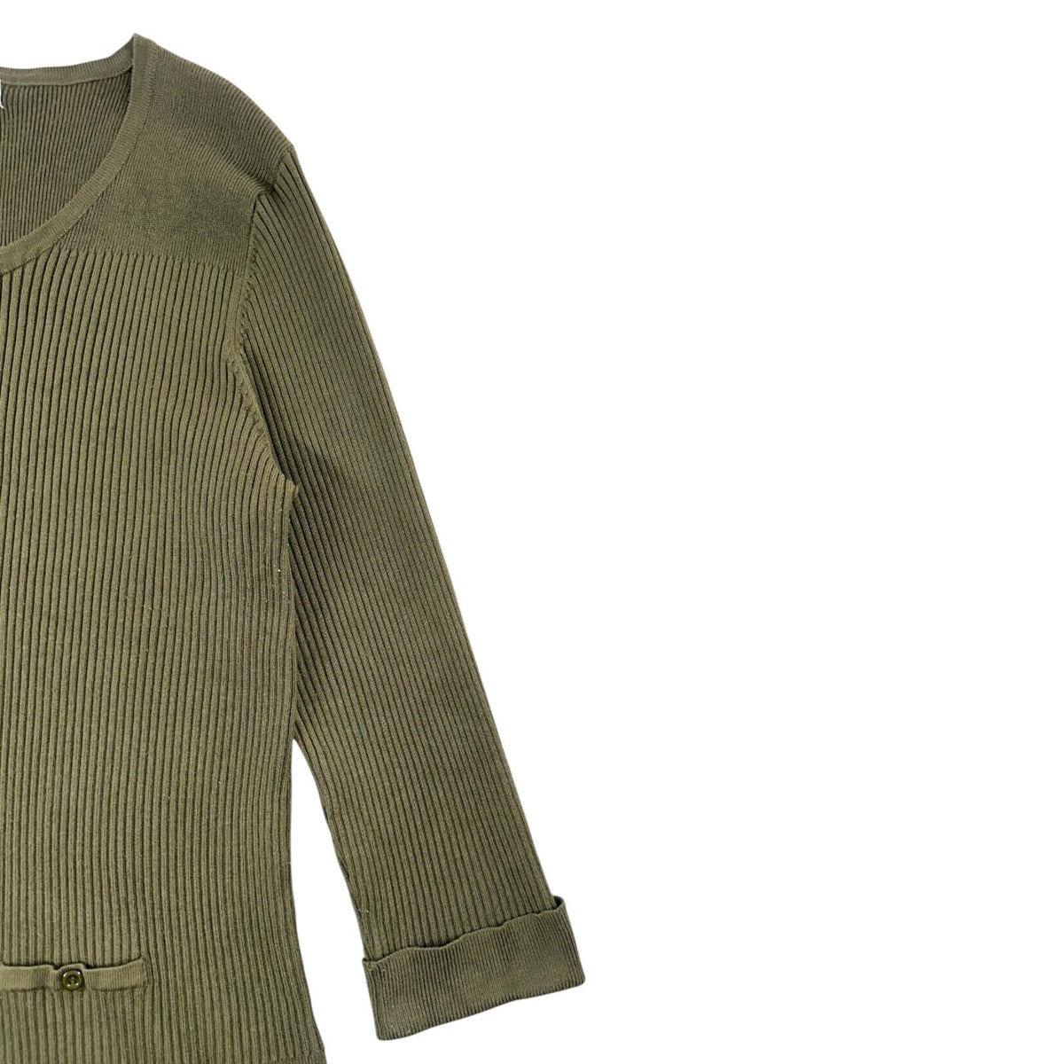Dressbarn Olive Green Ribbed Button Up Cardigan Sweater Earthcore Dark Academy