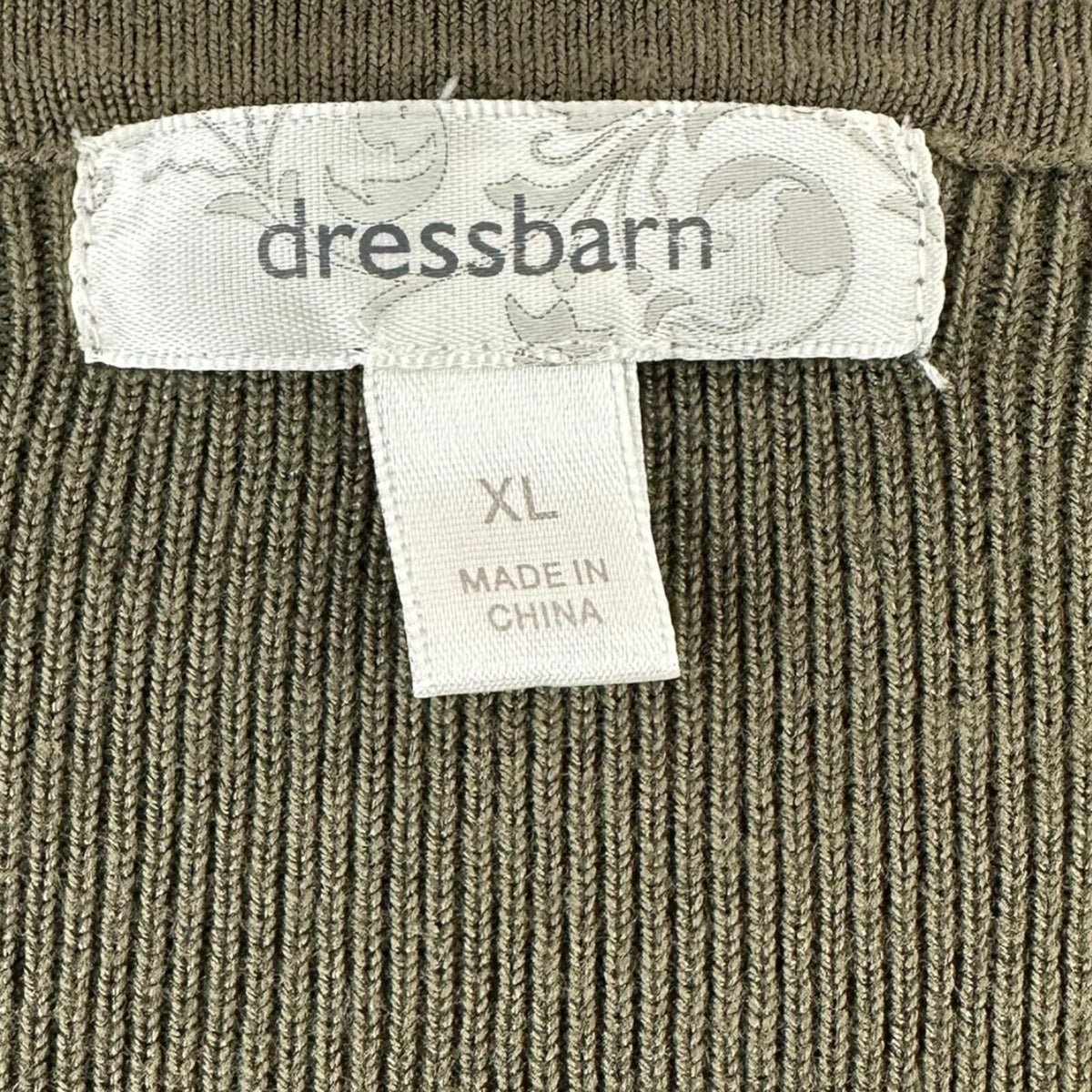 Dressbarn Olive Green Ribbed Button Up Cardigan Sweater Earthcore Dark Academy