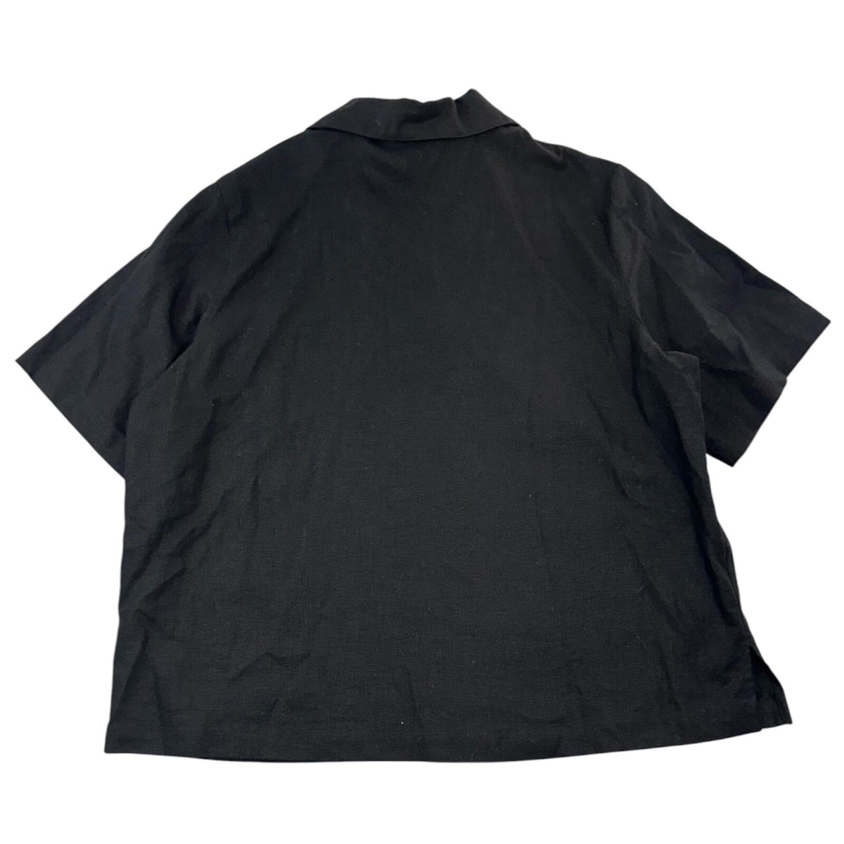 Studio Works Black Embroidered Floral Button Down Camp Shirt
