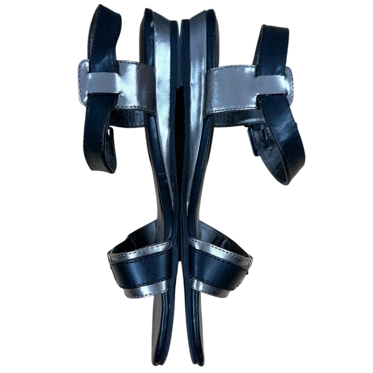 Dana Buchman Black and Silver Metallic Sandals Minimalist