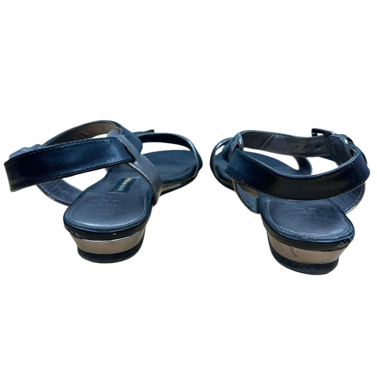 Dana Buchman Black and Silver Metallic Sandals Minimalist