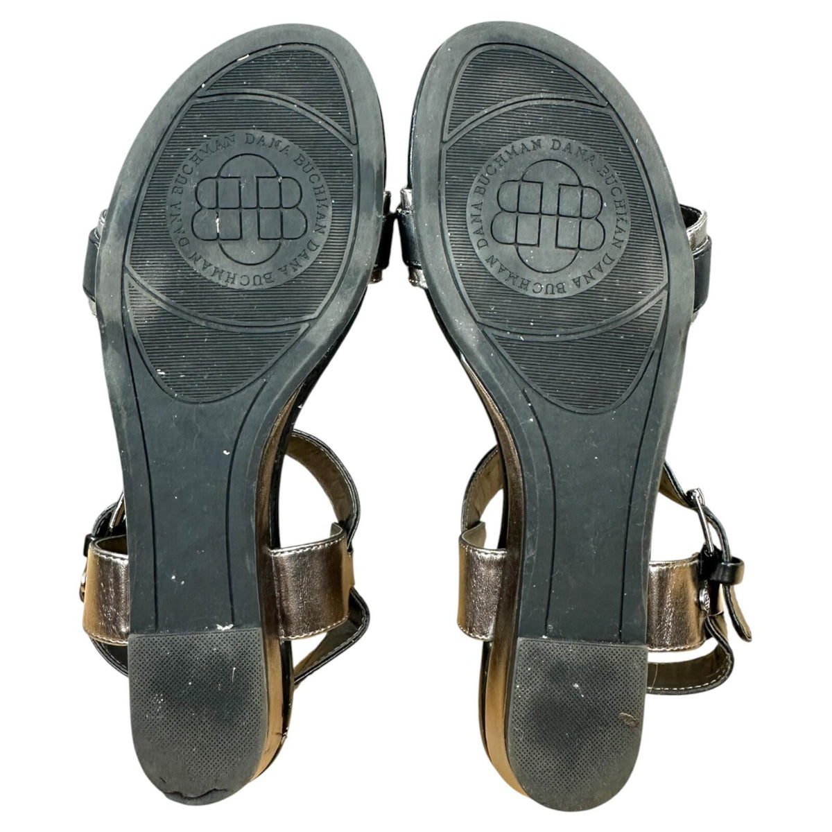 Dana Buchman Black and Silver Metallic Sandals Minimalist