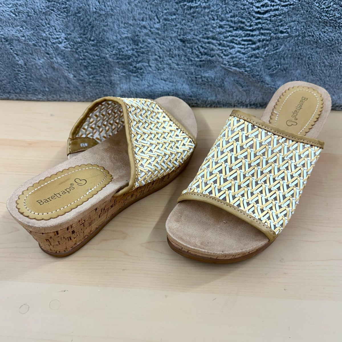 Baretraps Wedges Boho Chic Multitonal Woven Cork Wedge Sandals