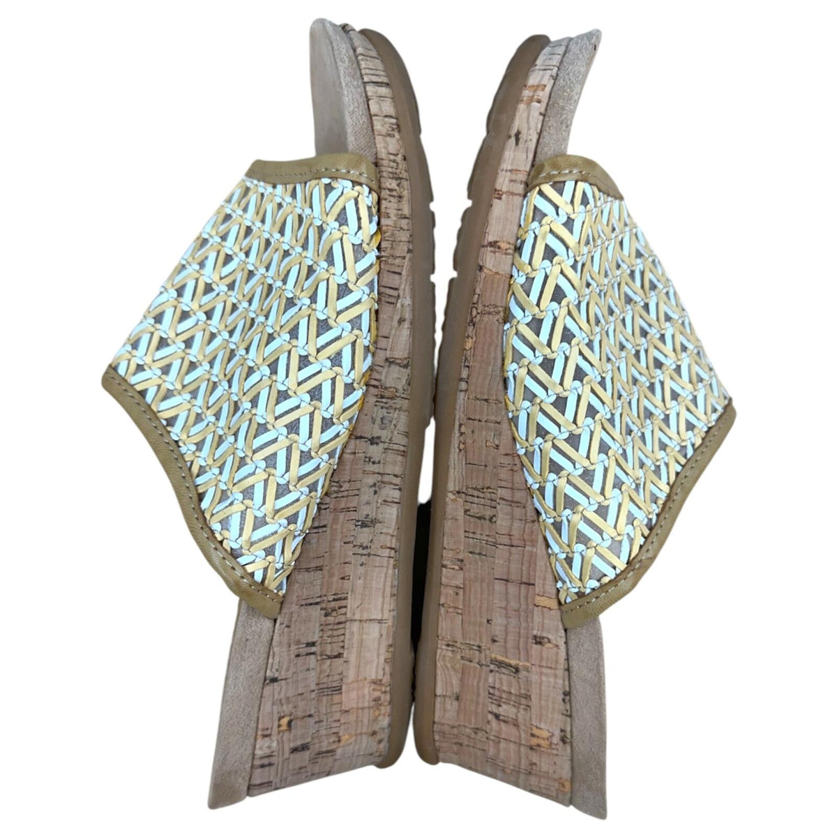 Baretraps Wedges Boho Chic Multitonal Woven Cork Wedge Sandals