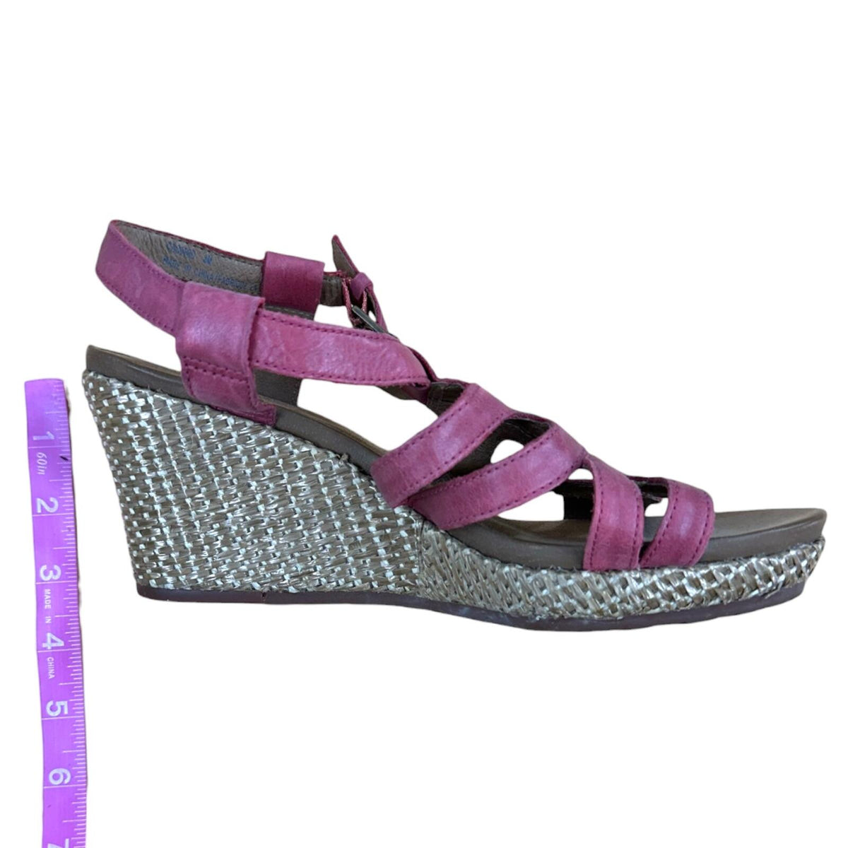 Rockport Cobb Hill Hannah Coral Pink Leather Wedge Espadrille Sandals Boho Chic