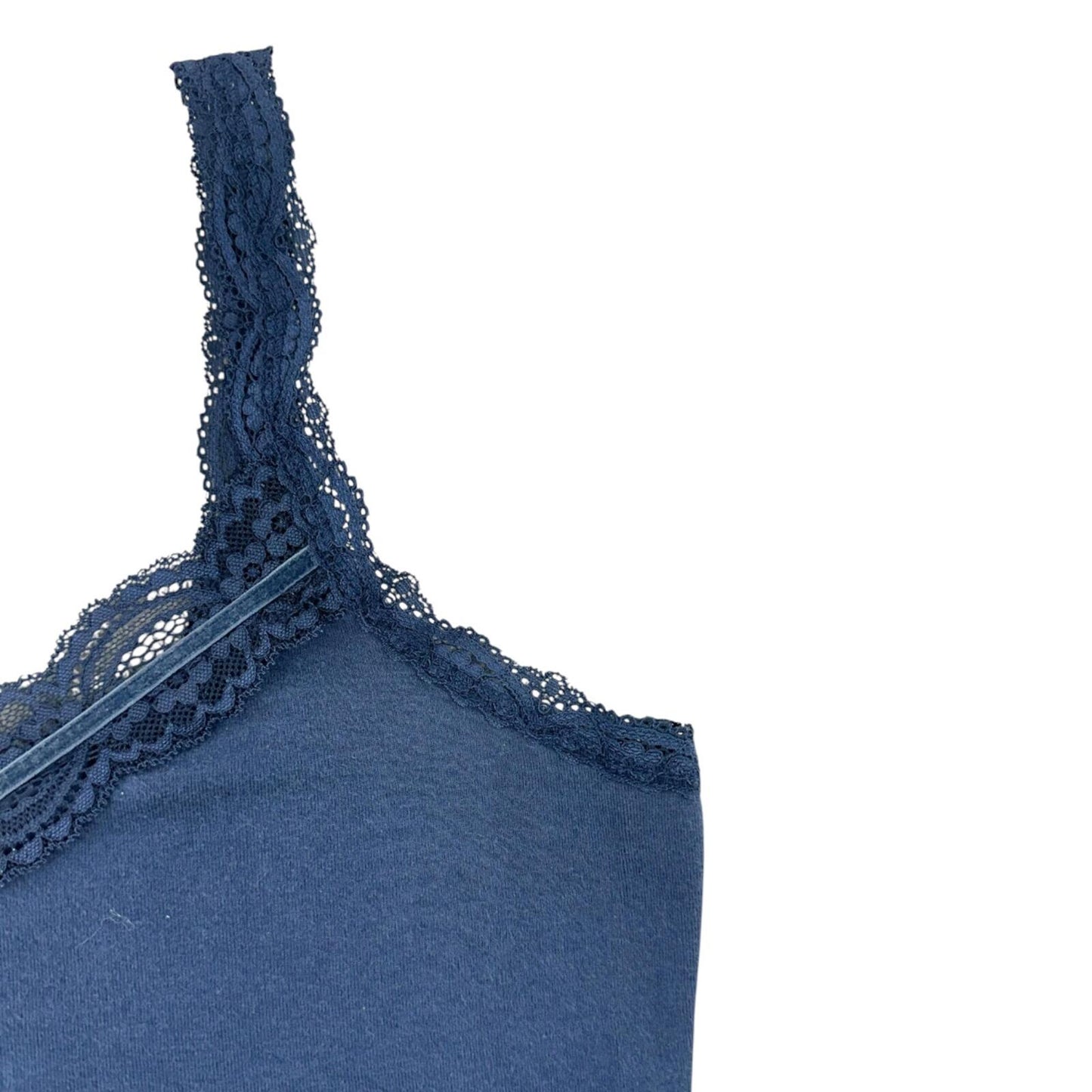 Y2K SO Navy Blue Lace Trim V Neck Camisole