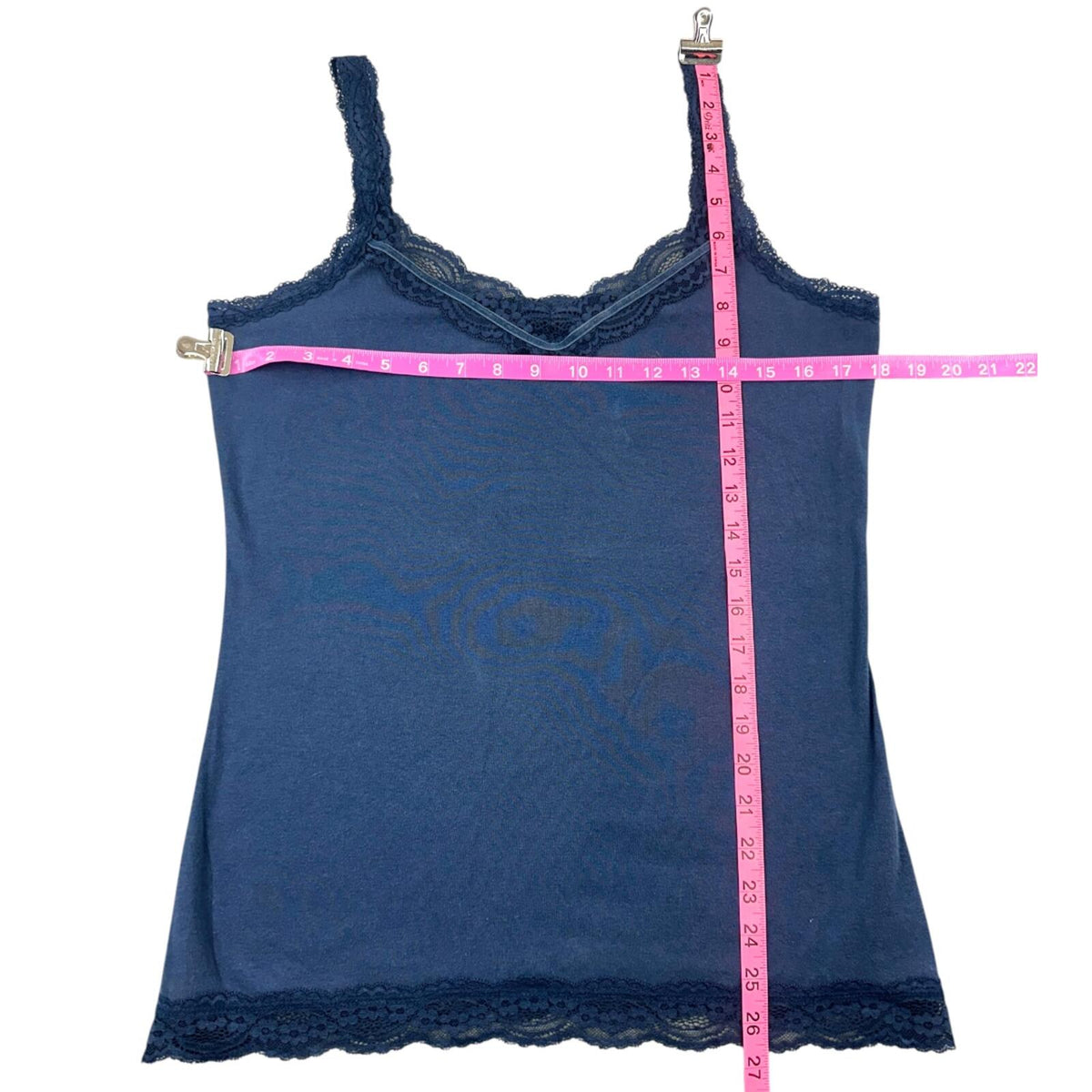 Y2K SO Navy Blue Lace Trim V Neck Camisole