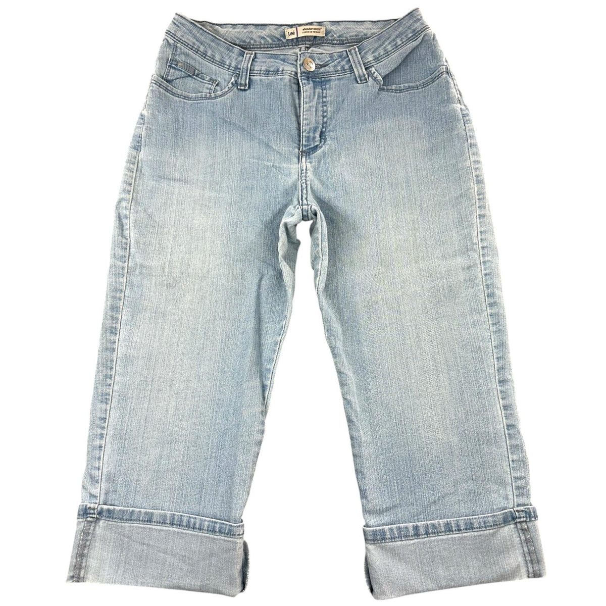 Lee Y2K Rhinestone Embellished Light Wash Capri Jeans with Wide Cuff