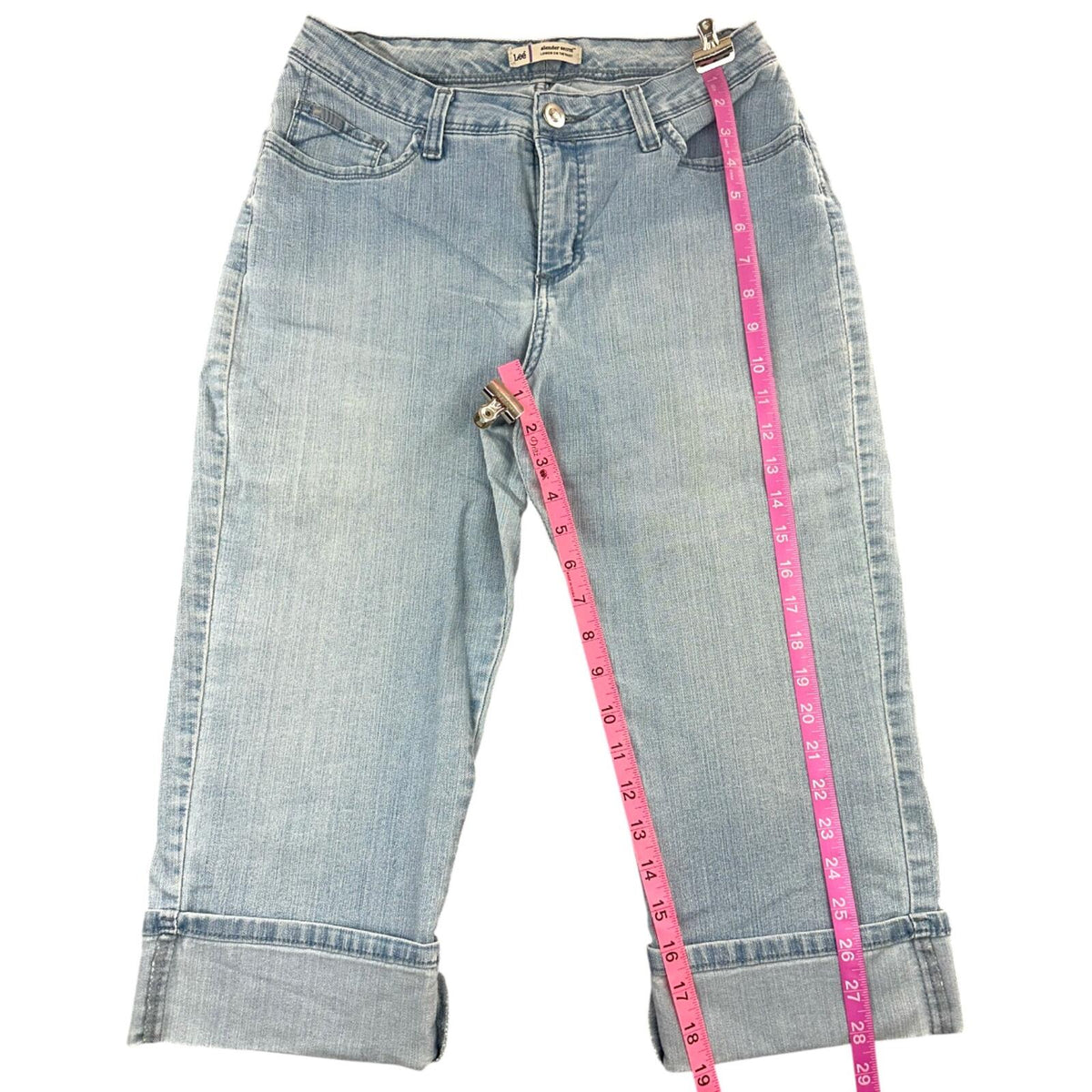 Lee Y2K Rhinestone Embellished Light Wash Capri Jeans with Wide Cuff