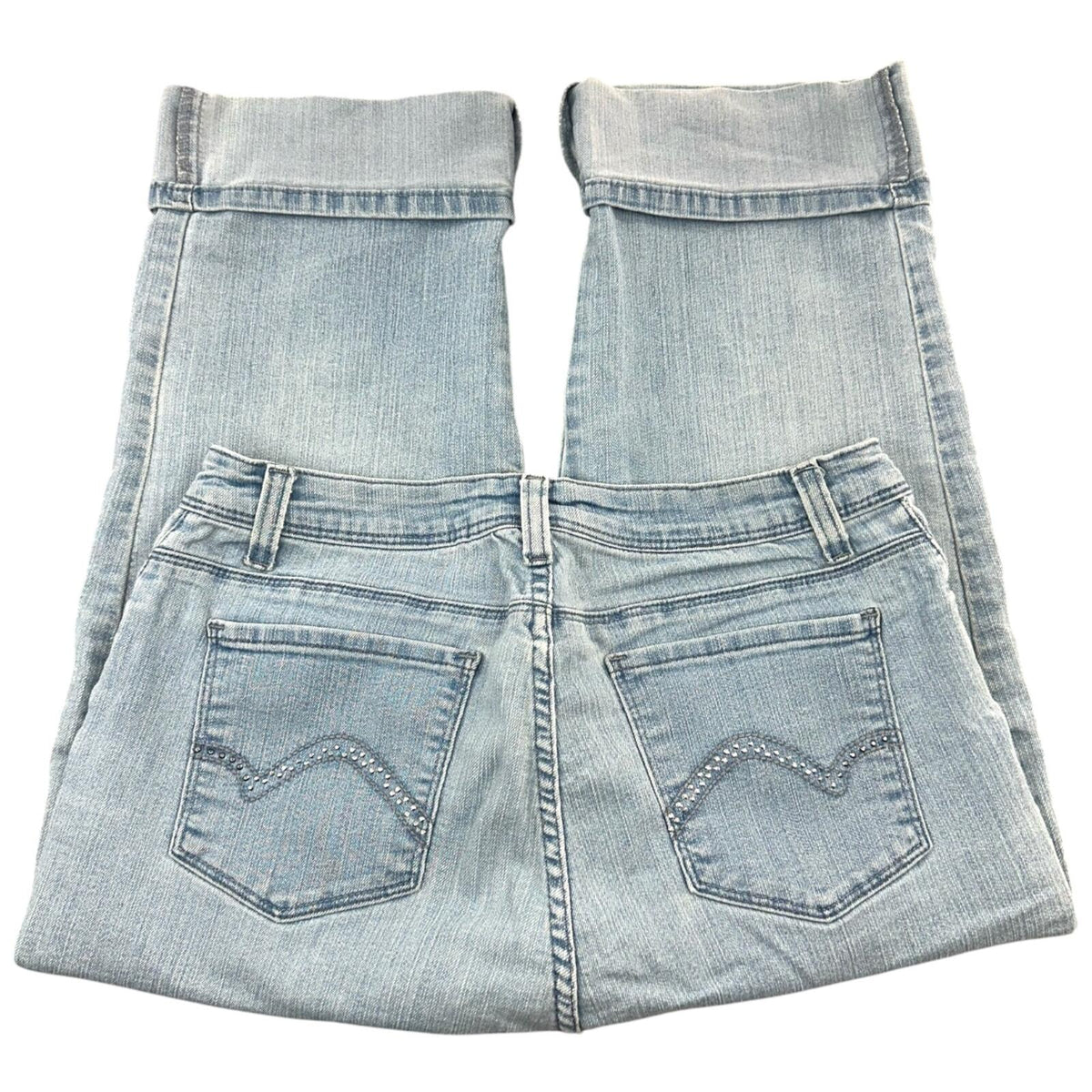 Lee Y2K Rhinestone Embellished Light Wash Capri Jeans with Wide Cuff