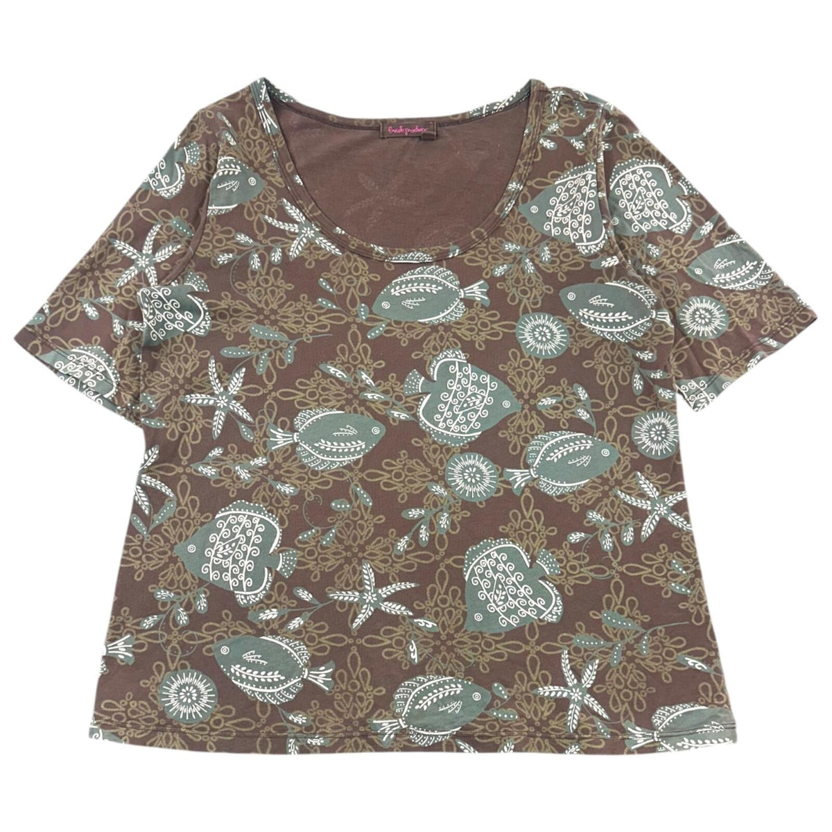 Y2K Fresh Produce Brown Nautical Fish Print Tee